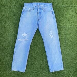 Levi's Men's 501 Distressed Light Wash Denim Jeans